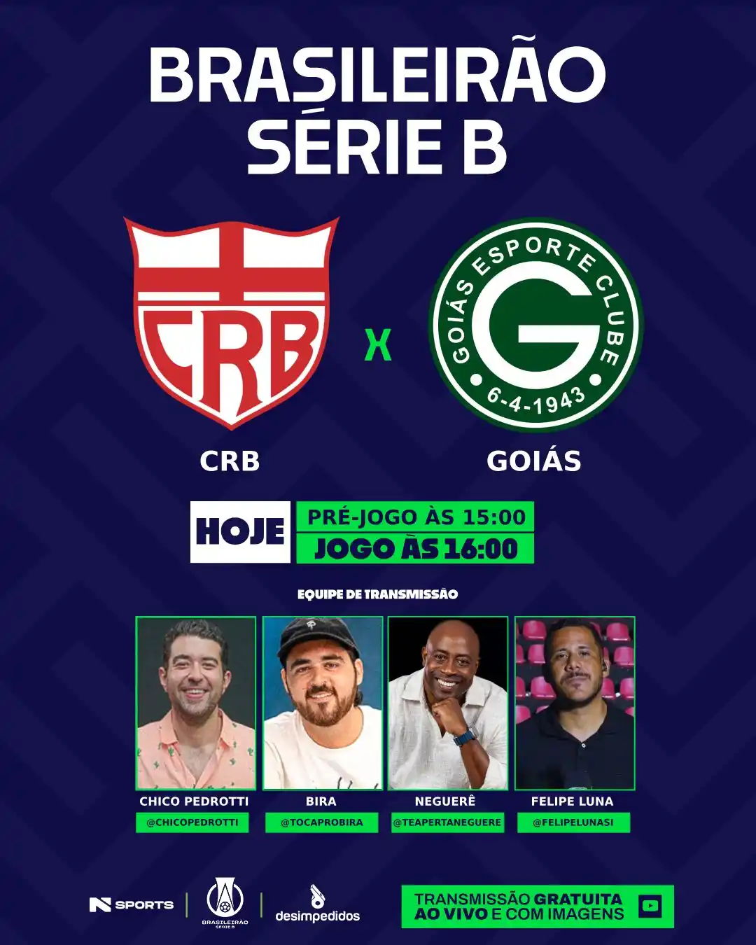 Image from Desimpedidos: *ESTAMOS AO VIVO COM A SÉRIE B NO DESIMPA! 🔥⚽️*  Tudo *AO VIVO, GRATU...