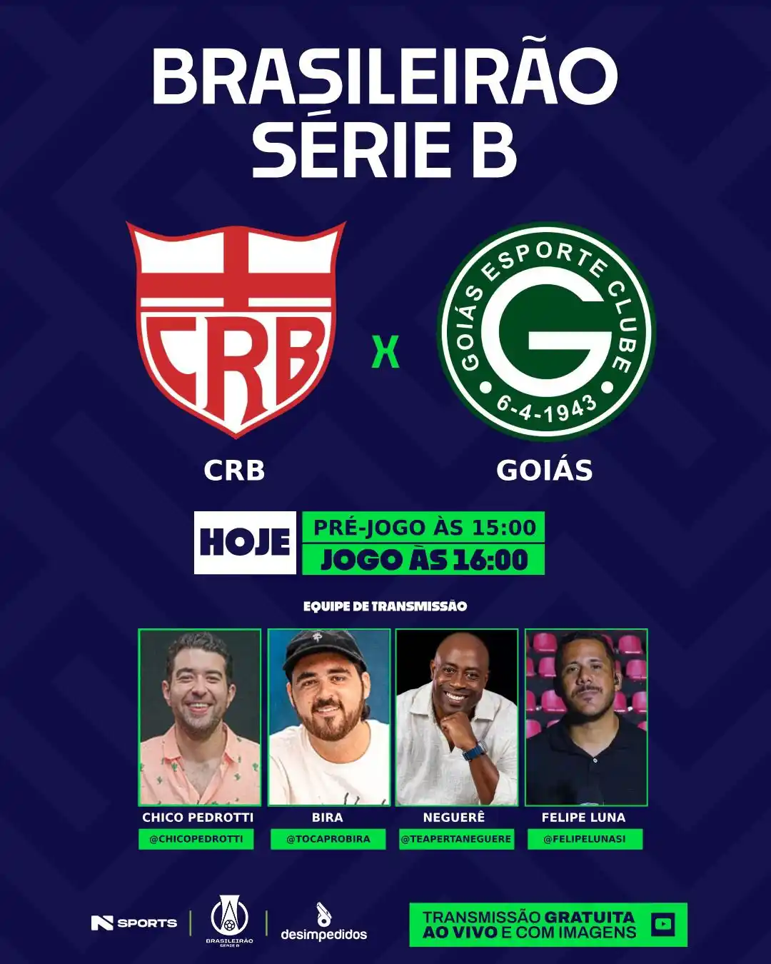 Image from Desimpedidos: *HOJE TEM MAIS SÉRIE B NO DESIMPA! 🤩*  Mais tarde estaremos com tudo ...