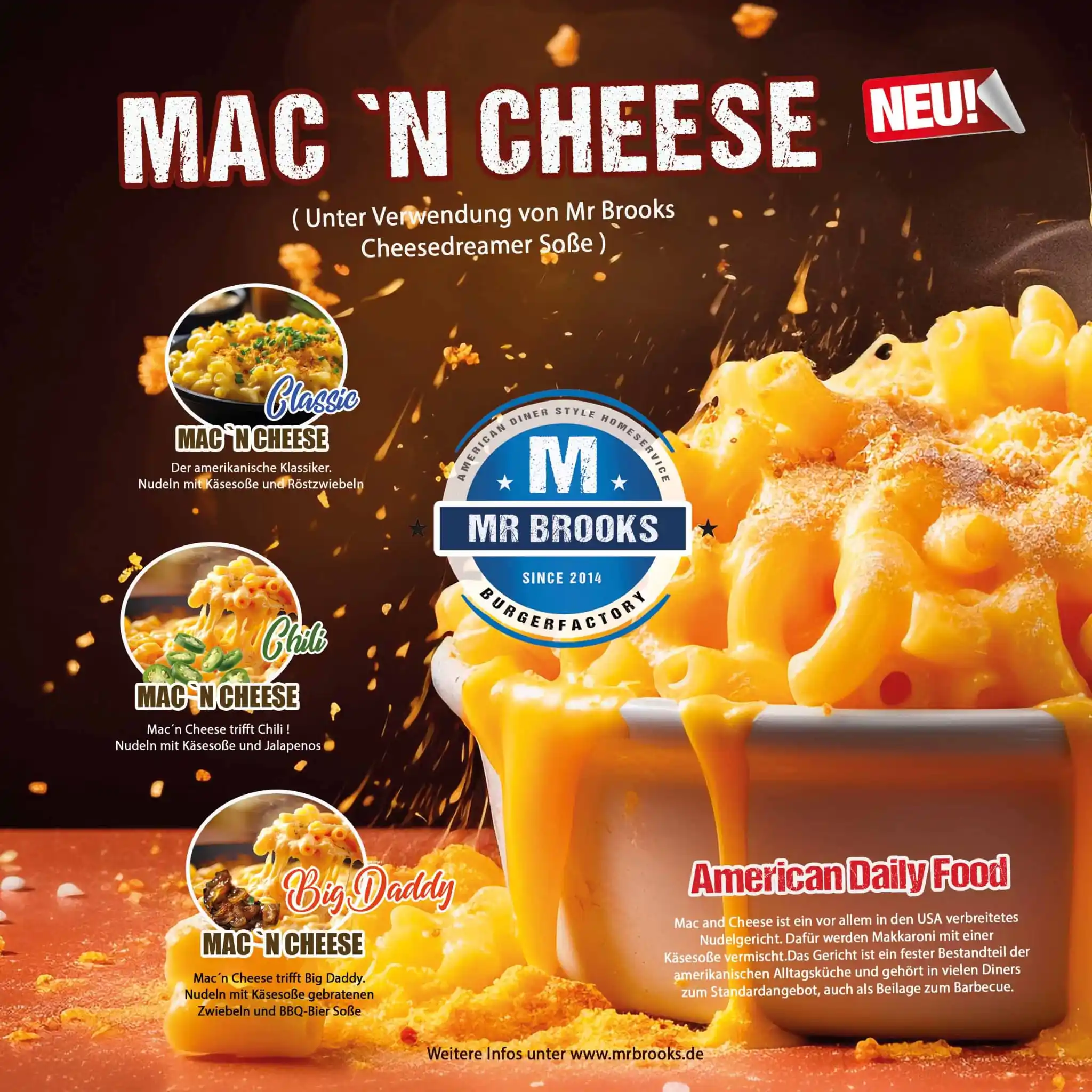 Image from Mr Brooks Burgerfactory: Jetzt neu bei Mr Brooks.  Die American Summer Wochen.  Mac´n Cheese na...