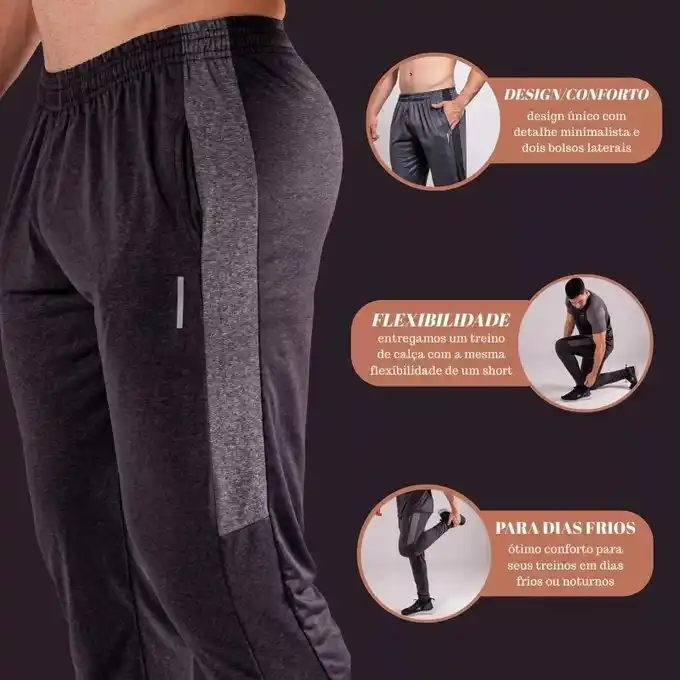Image from Vizzuali Ofertas: Kit 2 Calças Masculinas Jogger Tactel Com Elastano Academia de R$129,...