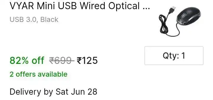 Image from FLIPSHOPE - Deals and Offers: 🔥Mini Usb Wired Mouse ₹125 👉https://fs9.in/t6t1k7...