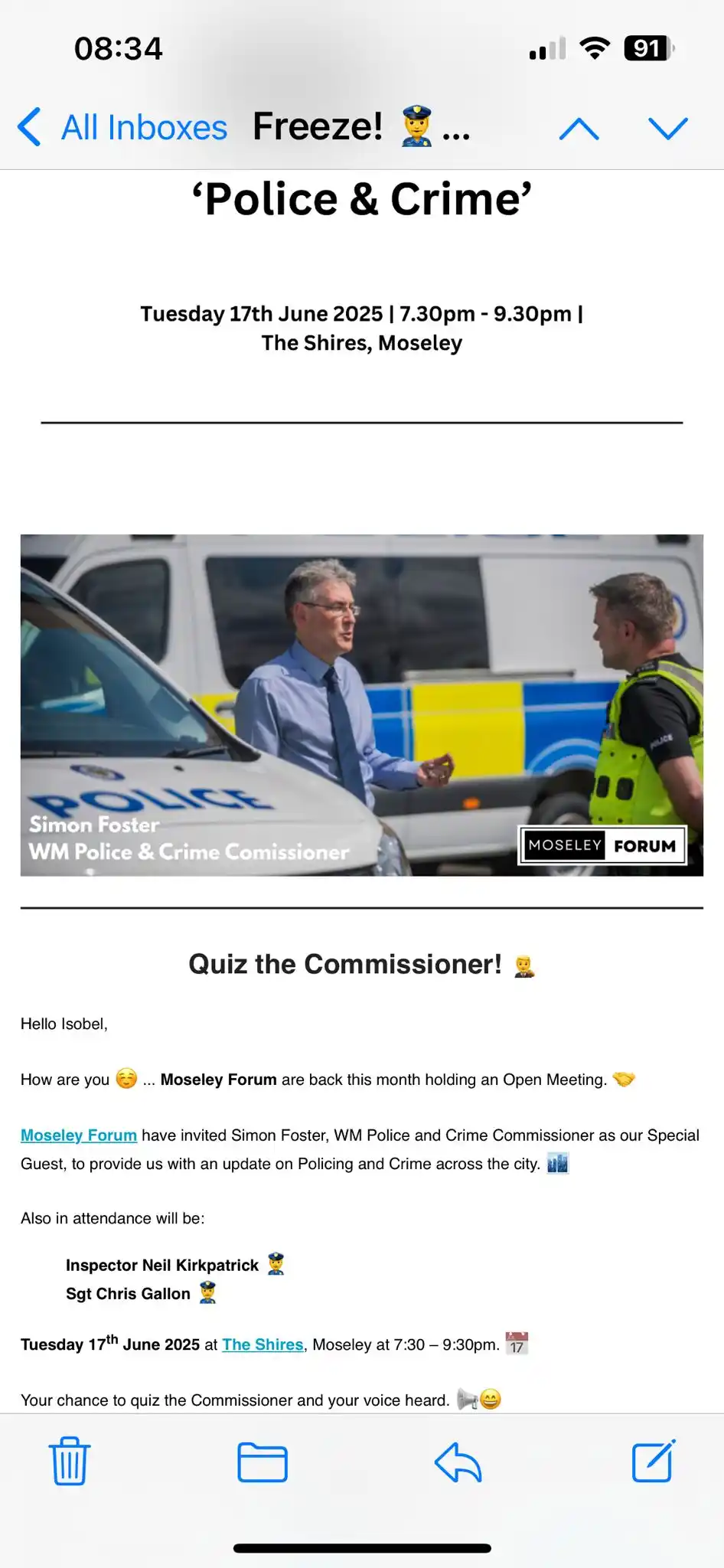 Updates from Cllr Izzy Knowles post