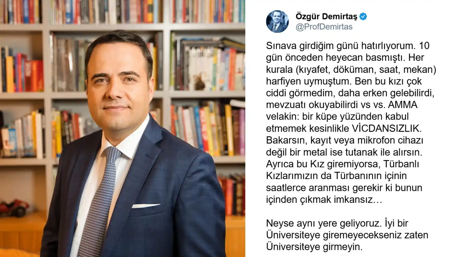 Image from Onedio: Prof. Dr. Özgür Demirtaş: "Bir küpe yüzünden sınava kabul etmemek kes...