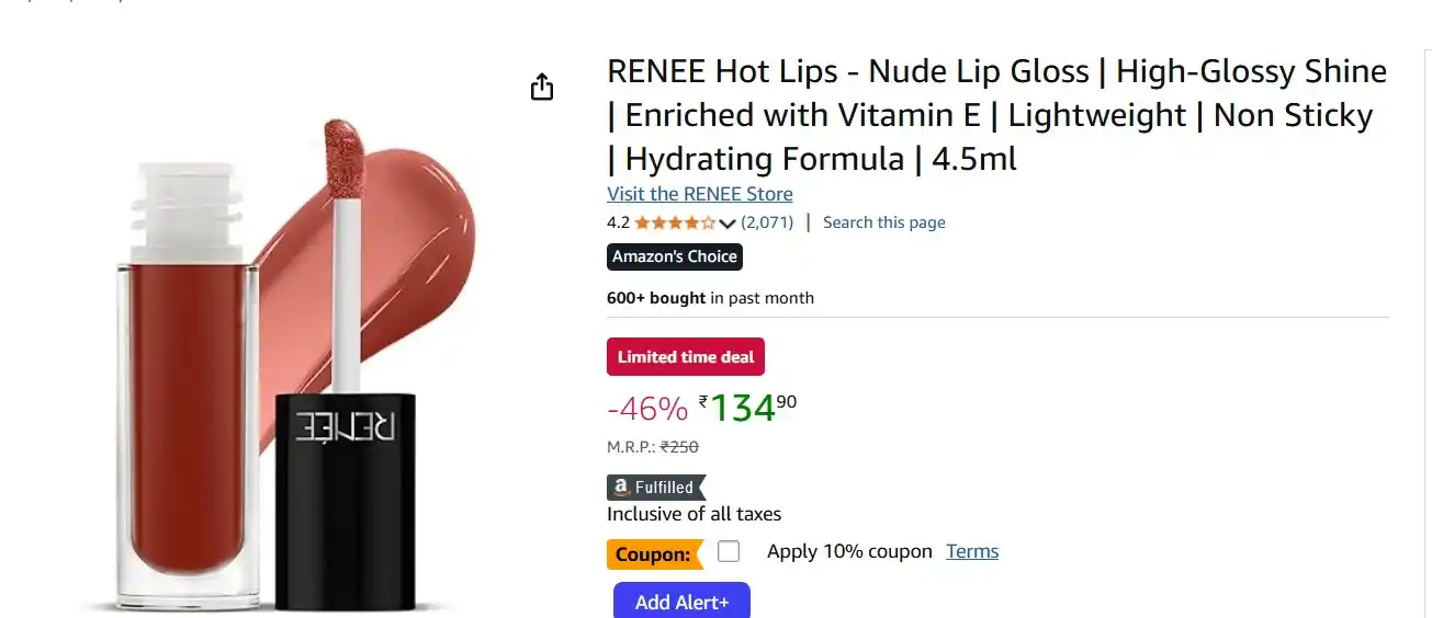 Image from FLIPSHOPE - Deals and Offers: RENEE Hot Lips - Nude Lip Gloss @121 https://amznn.cc/tf2tx1 👉Apply...
