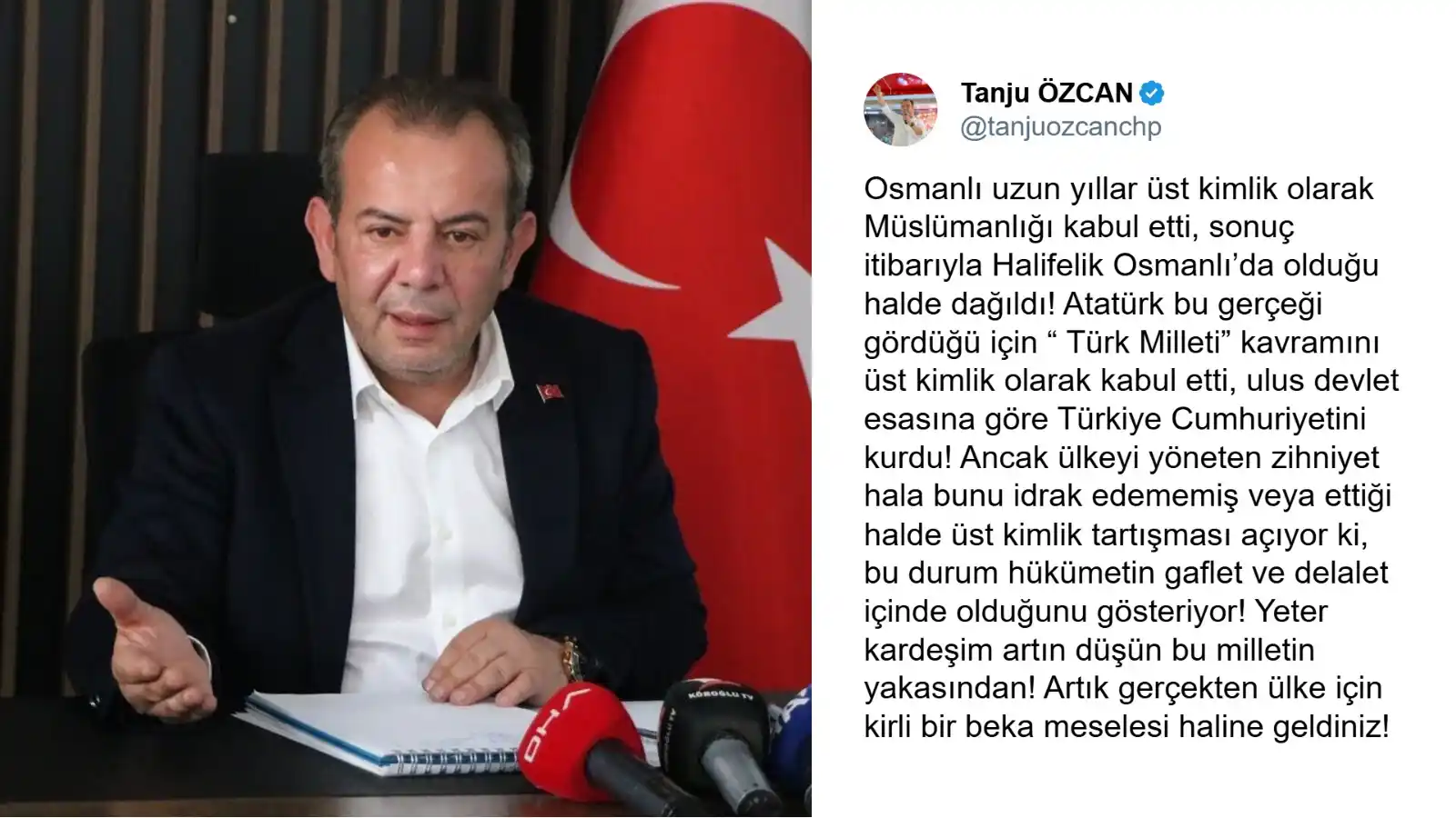 Image from Onedio: Tanju Özcan:   "Osmanlı uzun yıllar üst kimlik olarak Müslümanlığı kab...