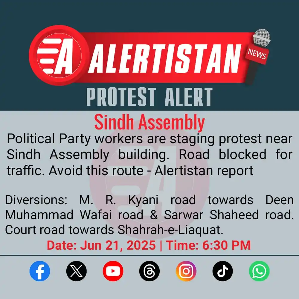 Image from Alertistan: *Alertistan Protest Alert | Sindh Assembly, Karachi*  <a class="text-b...