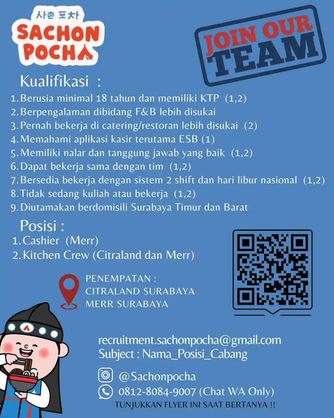 Image from Loker Surabaya Dan Sekitarnya: * cashier merr * kitchen crew citraland&merr...