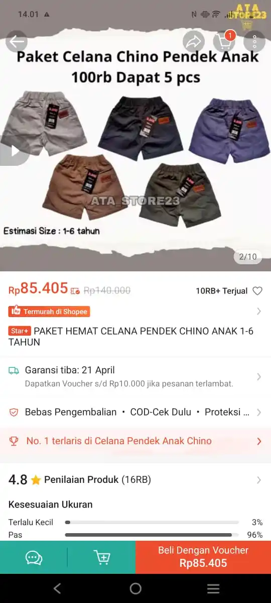 Image from Racun Promo Shopee 🛒: celana cino anak 85 rb dapet 5 pcs , lagi turun harga , buruan!! https...
