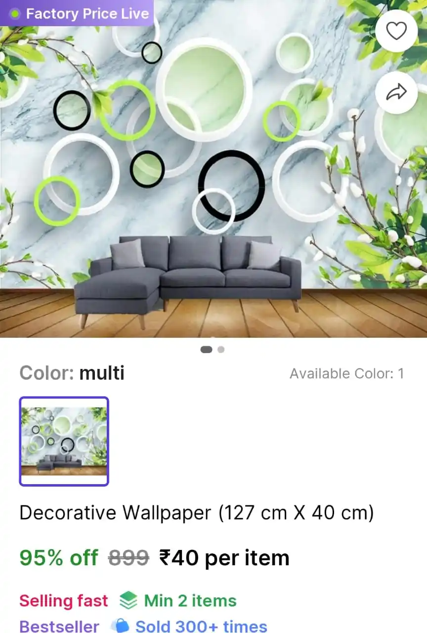 Image from Smart Hub: *🔥 Decorative Wallpaper @ ₹40* 🛒 https://bitli.in/hy93dr3 Minimum ...