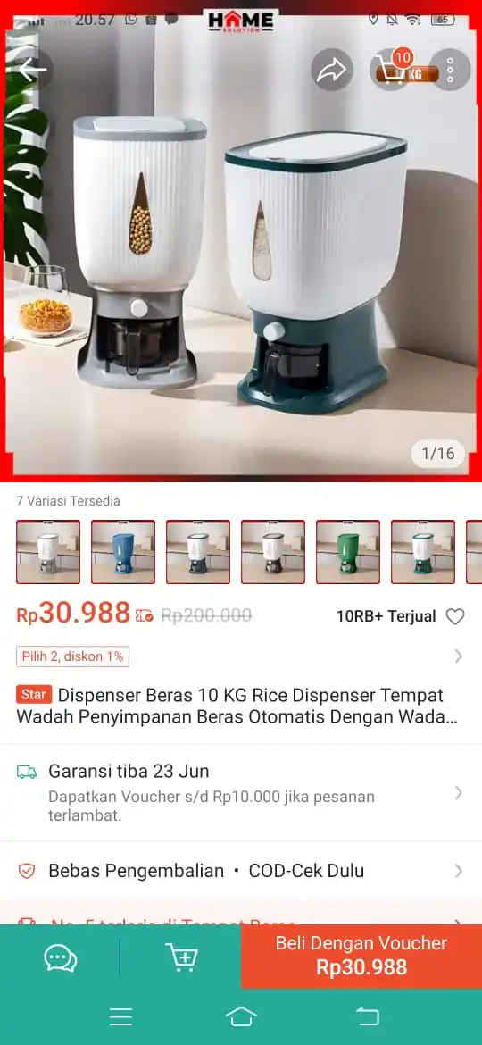 Image from Racun Promo Shopee 🛒: Dispenser beras https://s.shopee.co.id/8ztcecw65a?share_channel_code=1...