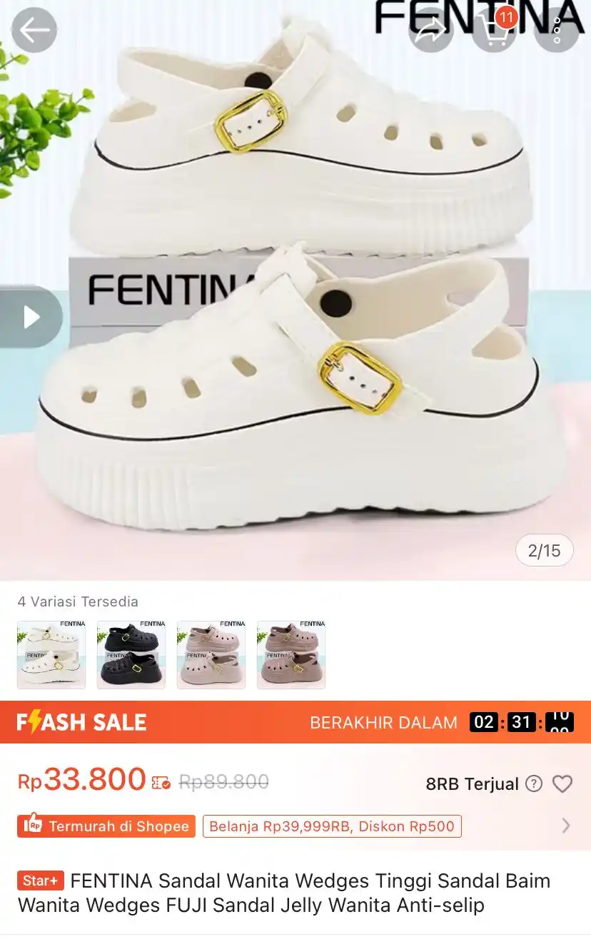 Image from Racun Promo Shopee 🛒: FENTINA Sandal Wanita Wedges Tinggi Sandal Baim Wanita Wedges FUJI San...