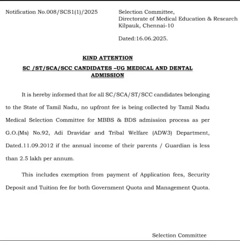 Image from JK Edu-Care Services: *Good News for SC/SCA/ST/CC  (Converted Christians) Students.*...