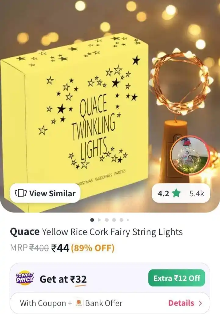 Image from Smart Hub: *🔥Grab: Fairy String Lights @ ₹44* 🛒 https://myntr.in/I0oExK...
