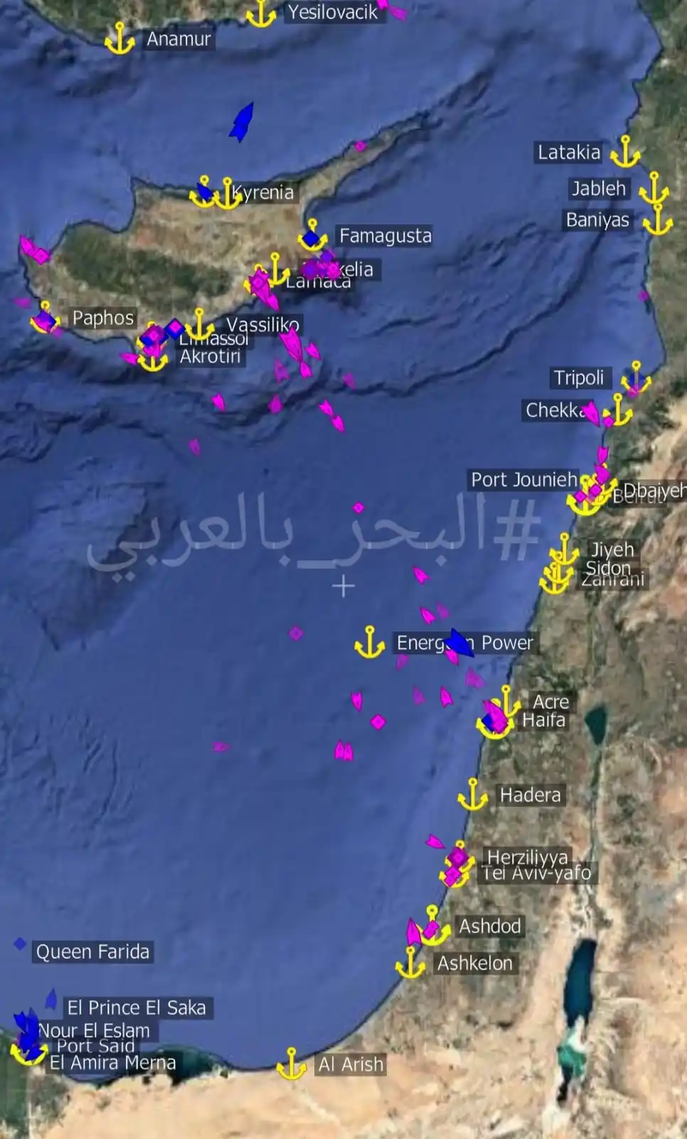 Image from The Sea In Arabic: حركة كثيفة لليخوت و زوارق الركاب شرق المتوسط بين قبرص وموانئ حيفا و أش...