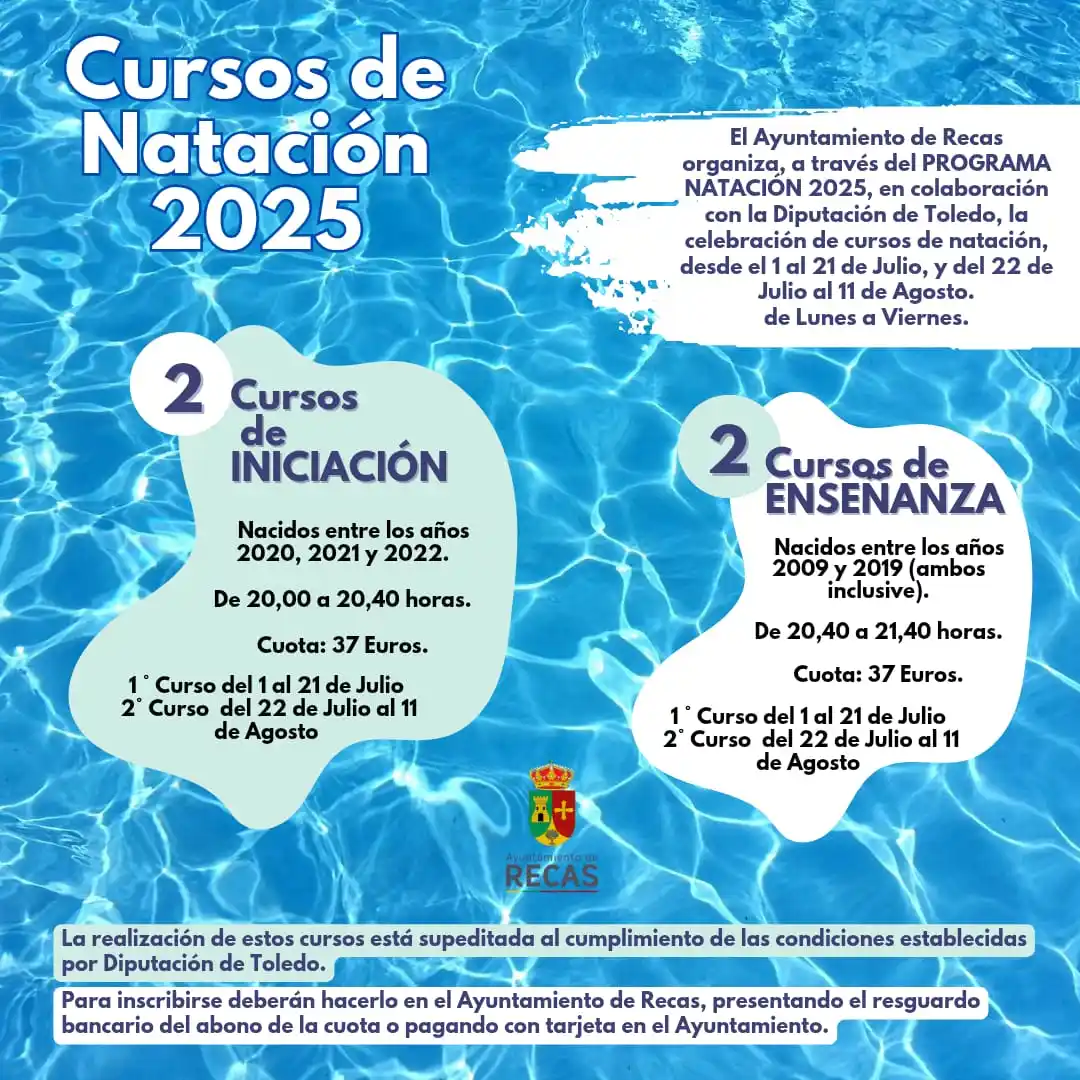 Image from Ayuntamiento de Recas: Inscripción para los Cursos de Natación 2025. Las inscripciones se rea...
