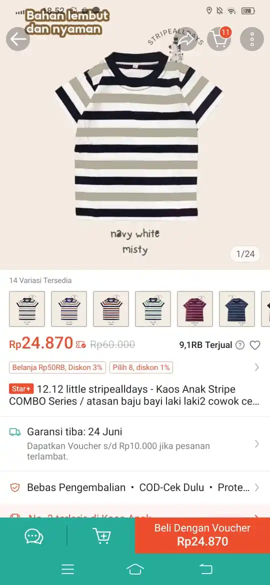 Image from Racun Promo Shopee 🛒: Kaos anak stripe series https://s.shopee.co.id/7V4ojHazwt?share_chann...