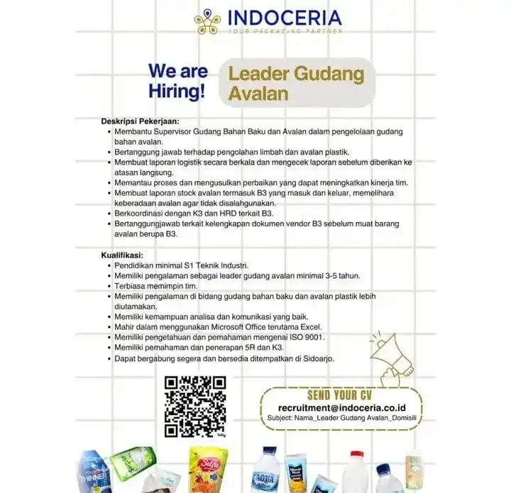 Image from Loker Surabaya Dan Sekitarnya: leader gudang avalan...
