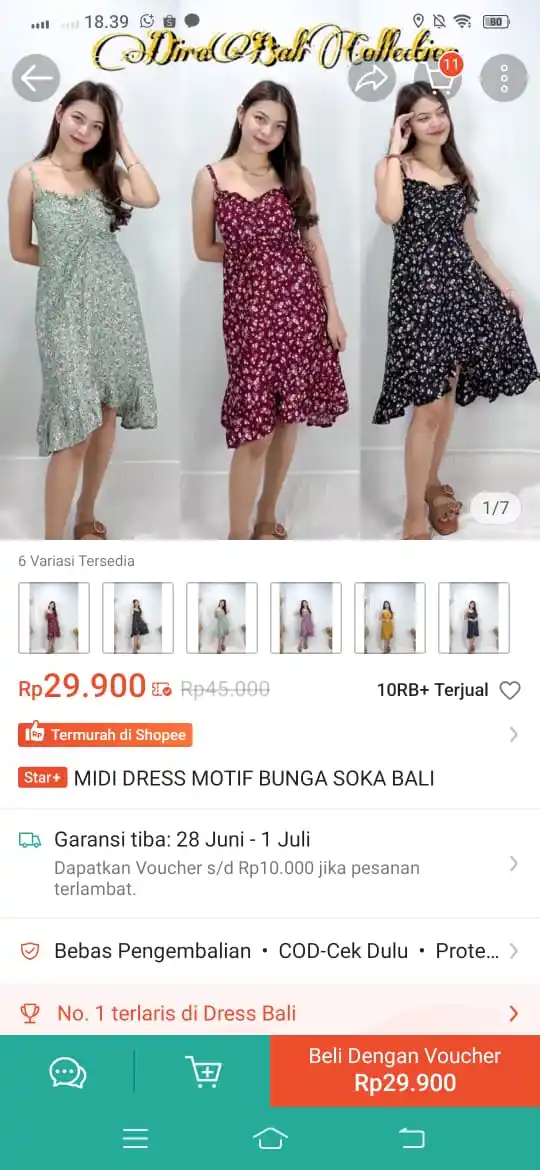 Image from Racun Promo Shopee 🛒: Midi dress motif bunga https://s.shopee.co.id/9KWStogIFl?share_channel...