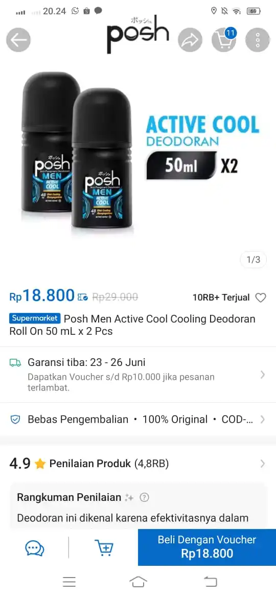 Image from Racun Promo Shopee 🛒: Posh men active cool deodorant dapat 2 pcs https://s.shopee.co.id/2qIz...