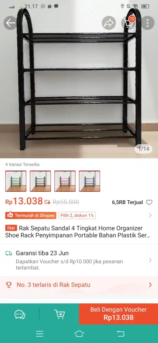 Image from Racun Promo Shopee 🛒: Rak sepatu sandal 4 susun https://s.shopee.co.id/30cPWzNnST?share_chan...