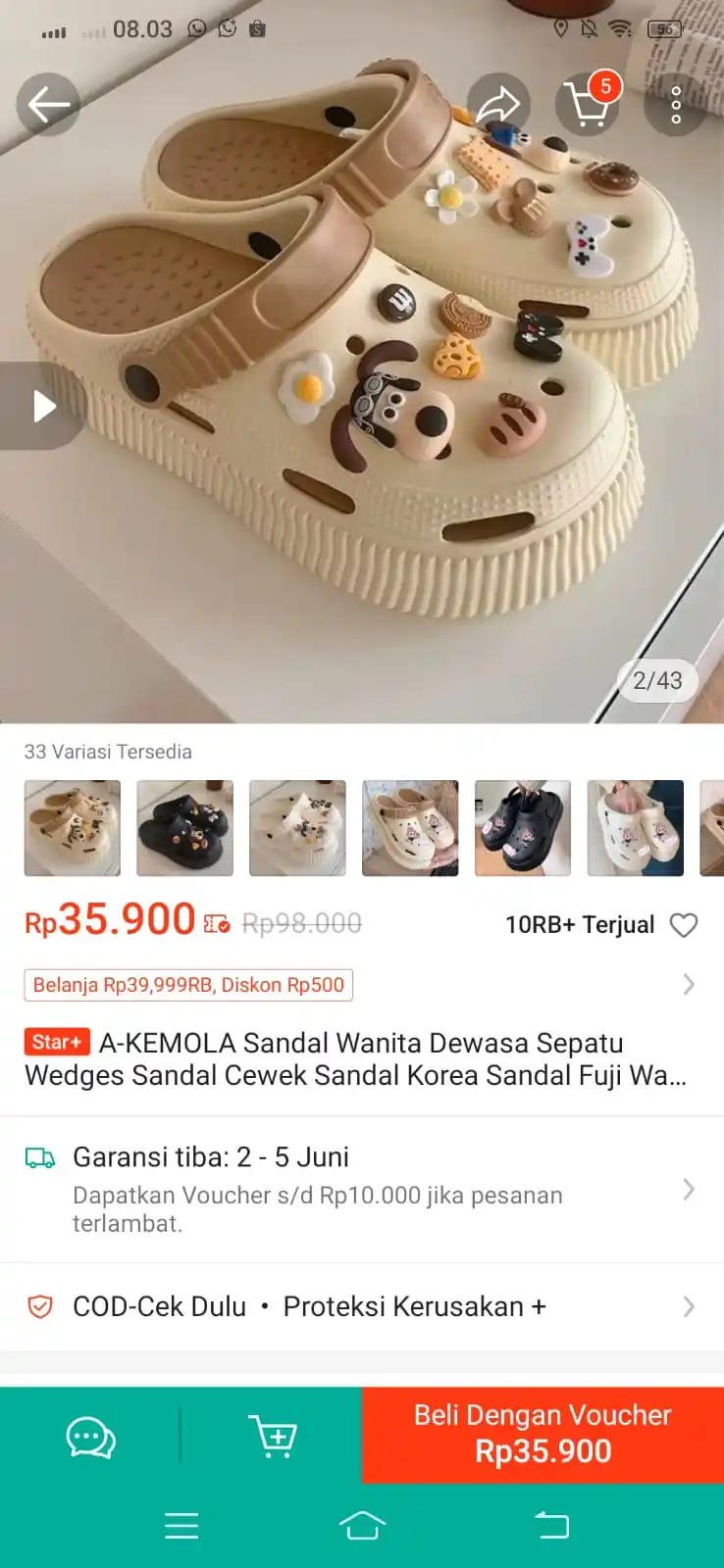 Image from Racun Promo Shopee 🛒: Sandal wanita dewasa promo 35ribuan bisa pilih warna   https://s.shope...