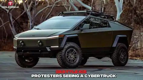 Image from Tesla Oracle - Tesla, SpaceX, Elon Musk News: *Seattle ICE protesters seeing a Cybertruck “Don’t touch it, it has ca...