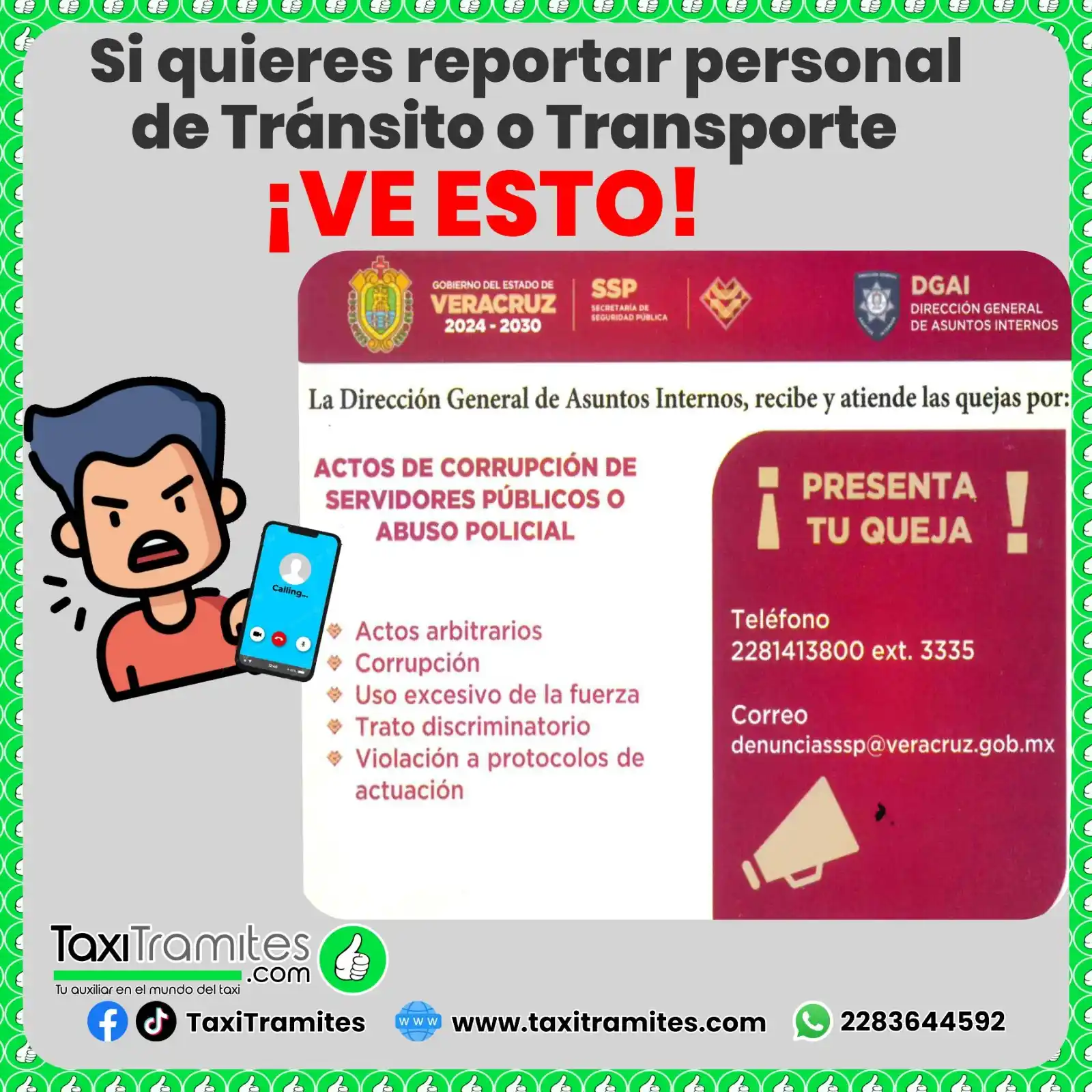 Image from CANAL TaxiNoticias - VERACRUZ - TaxiTramites.com: *SI QUIERES REPORTAR PERSONAL DE TRÁNSITO O TRANSPORTE ¡VE ESTO!* 19/0...