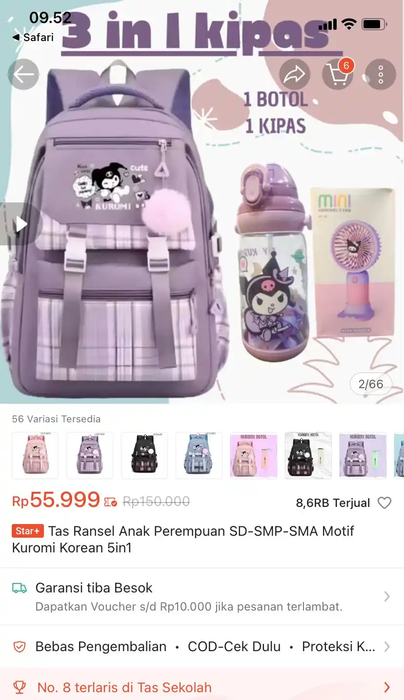 Image from Racun Promo Shopee 🛒: Tas Ransel Anak Perempuan Motif Kuromi Korean https://s.shopee.co.id/...