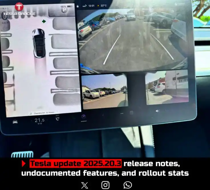 Image from Tesla Oracle - Tesla, SpaceX, Elon Musk News: *Tesla update 2025.20.3 release notes, undocumented features, and roll...