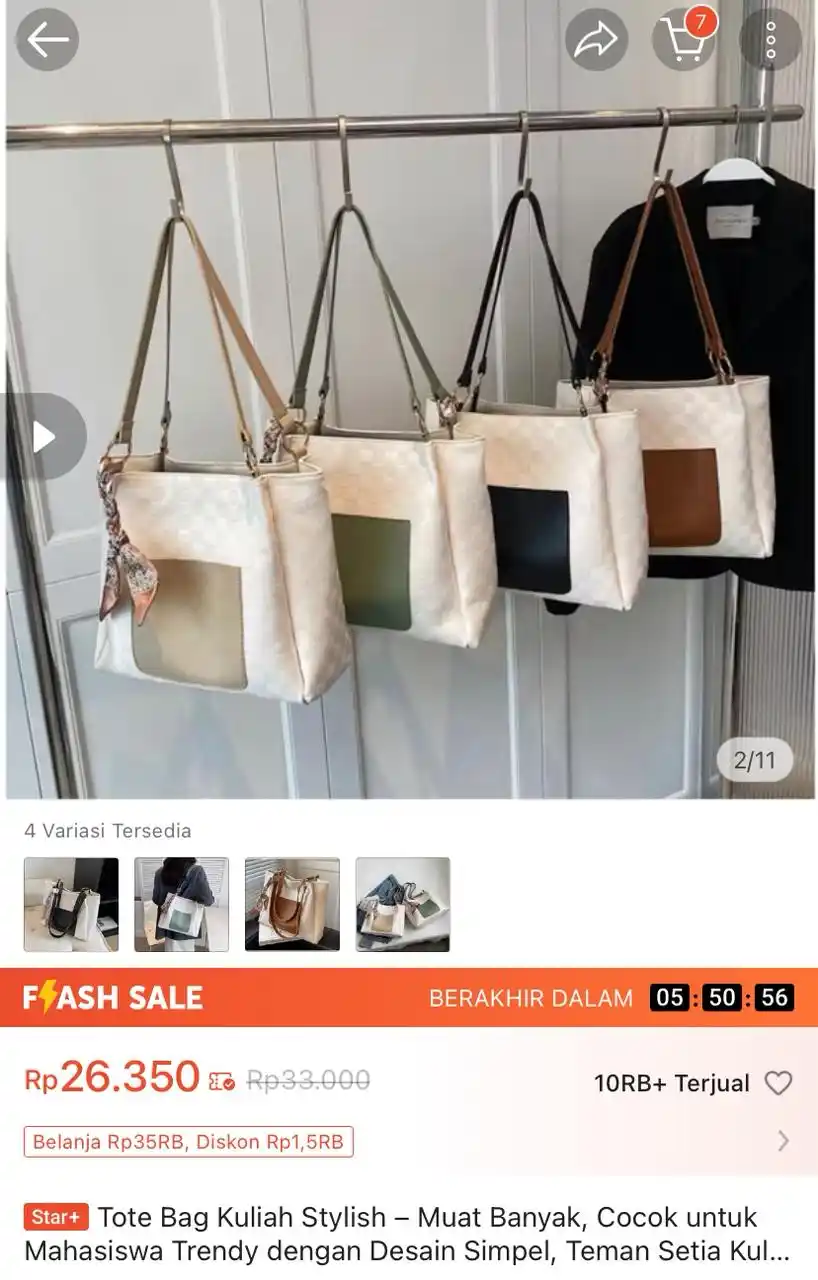 Image from Racun Promo Shopee 🛒: Tote Bag Kuliah Stylish – Muat Banyak, Cocok untuk Mahasiswa Trendy de...