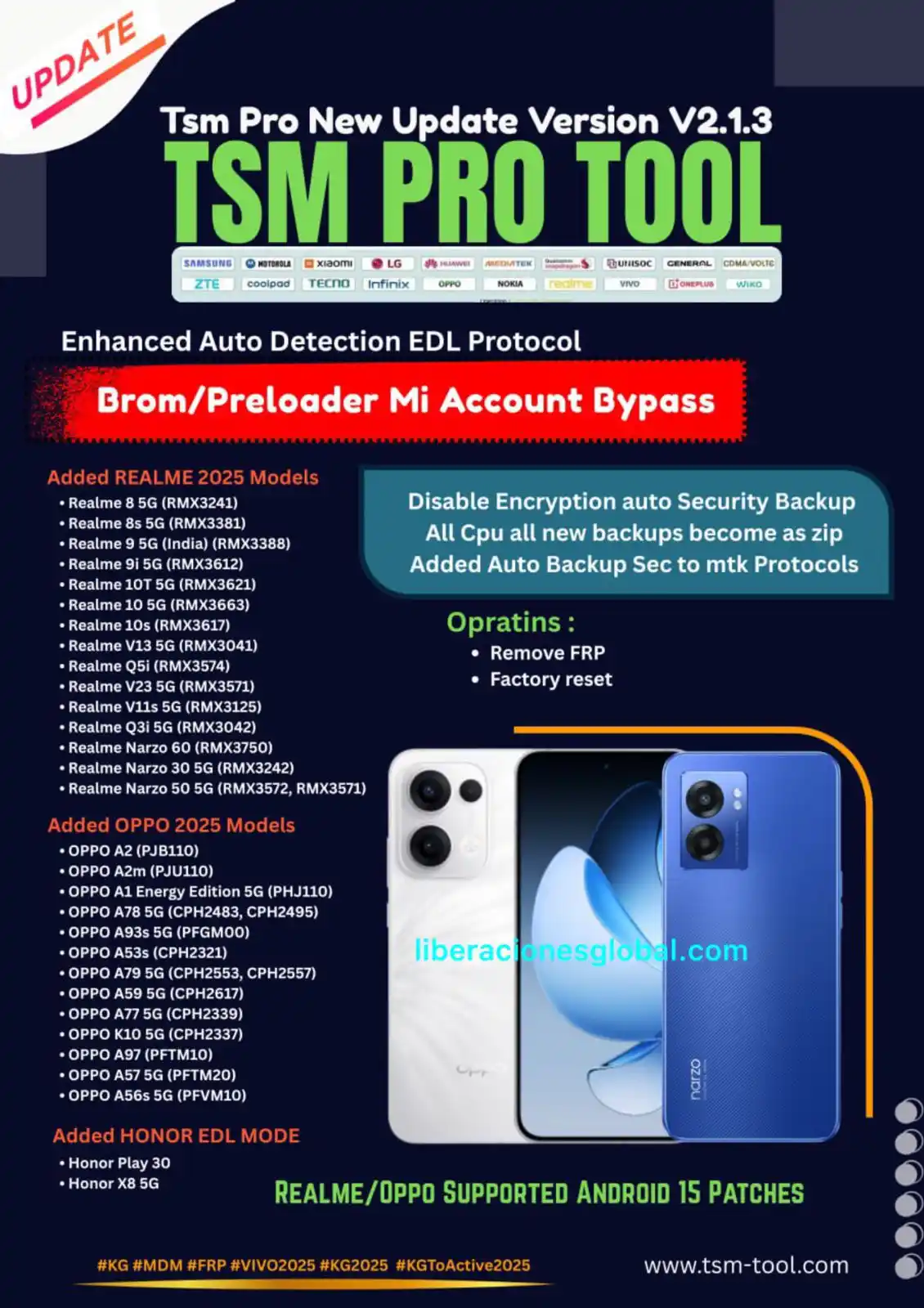 Image from Liberaciones Global Inf ✅: TSM TOOL PRO V2.1.3 🌟 Added New Models Of HONOR EDL MODE 🌟 • Hono...