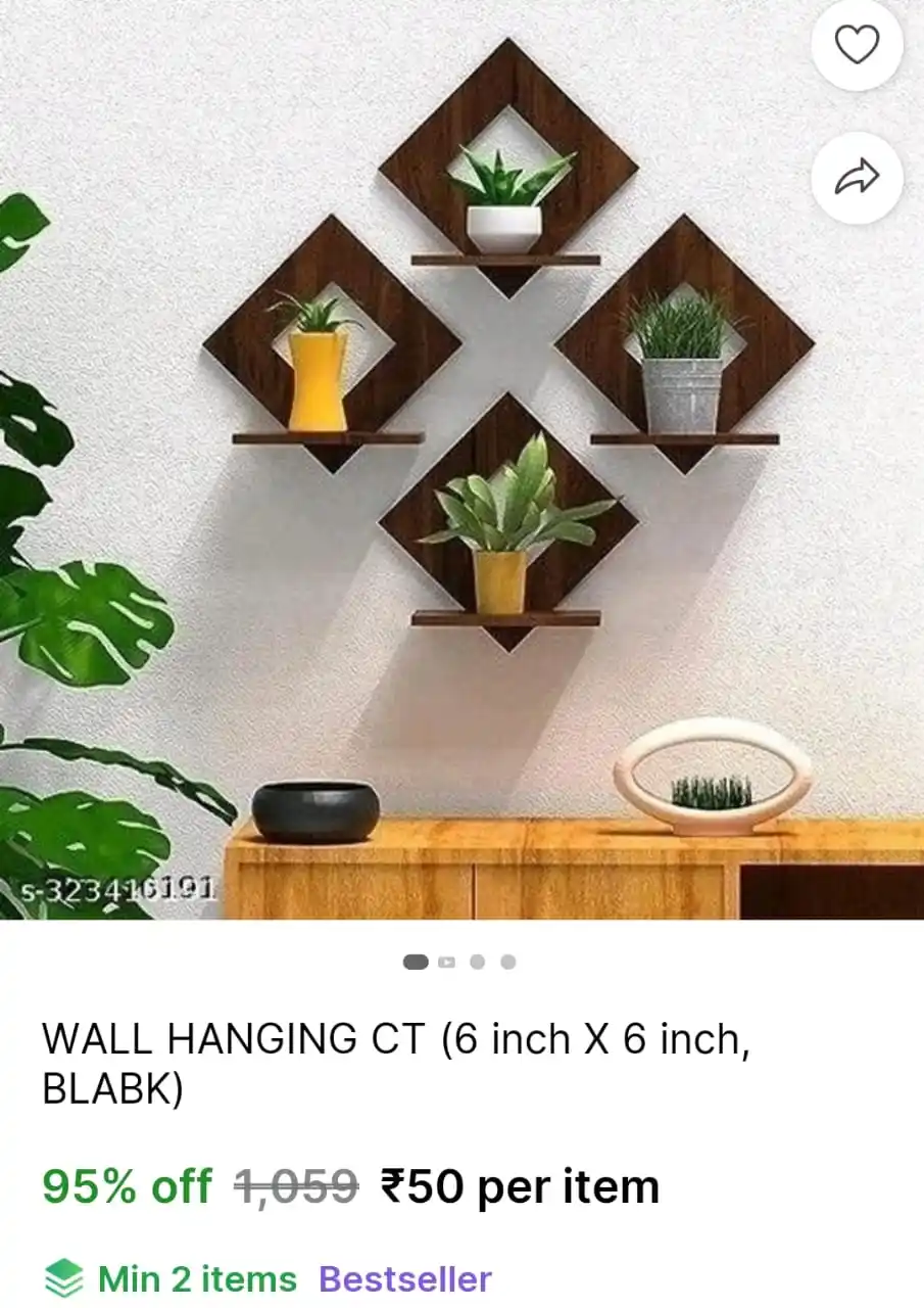 Image from Smart Hub: *🔥Wall Hanging Decor at ₹50 ( Min.2)* 🛒 https://bitli.in/n18ofmQ...