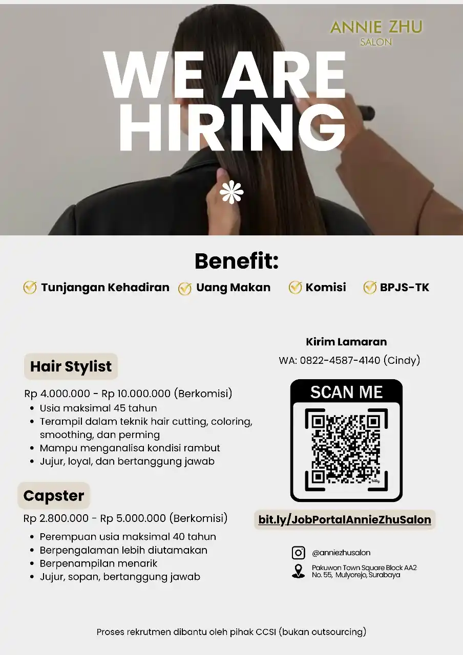 Image from Loker Surabaya Dan Sekitarnya: ✨WE ARE HIRING✨ Gabung jadi tim kami, kembangkan bakatmu, dan jadikan...