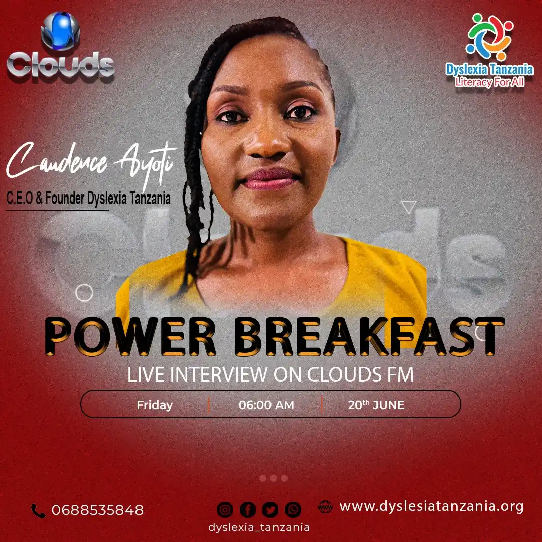 Image from Dyslexia Tanzania: We are making waves. Catch our Founder and CEO Live on Cloud's FM Powe...
