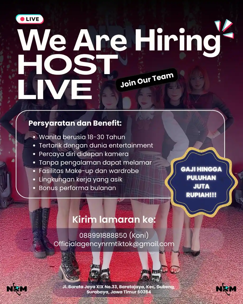 Image from Loker Surabaya Dan Sekitarnya: 📢 WE’RE HIRING! 📢 💸 Saatnya Cari Cuan dengan jadi Host Live Streami...