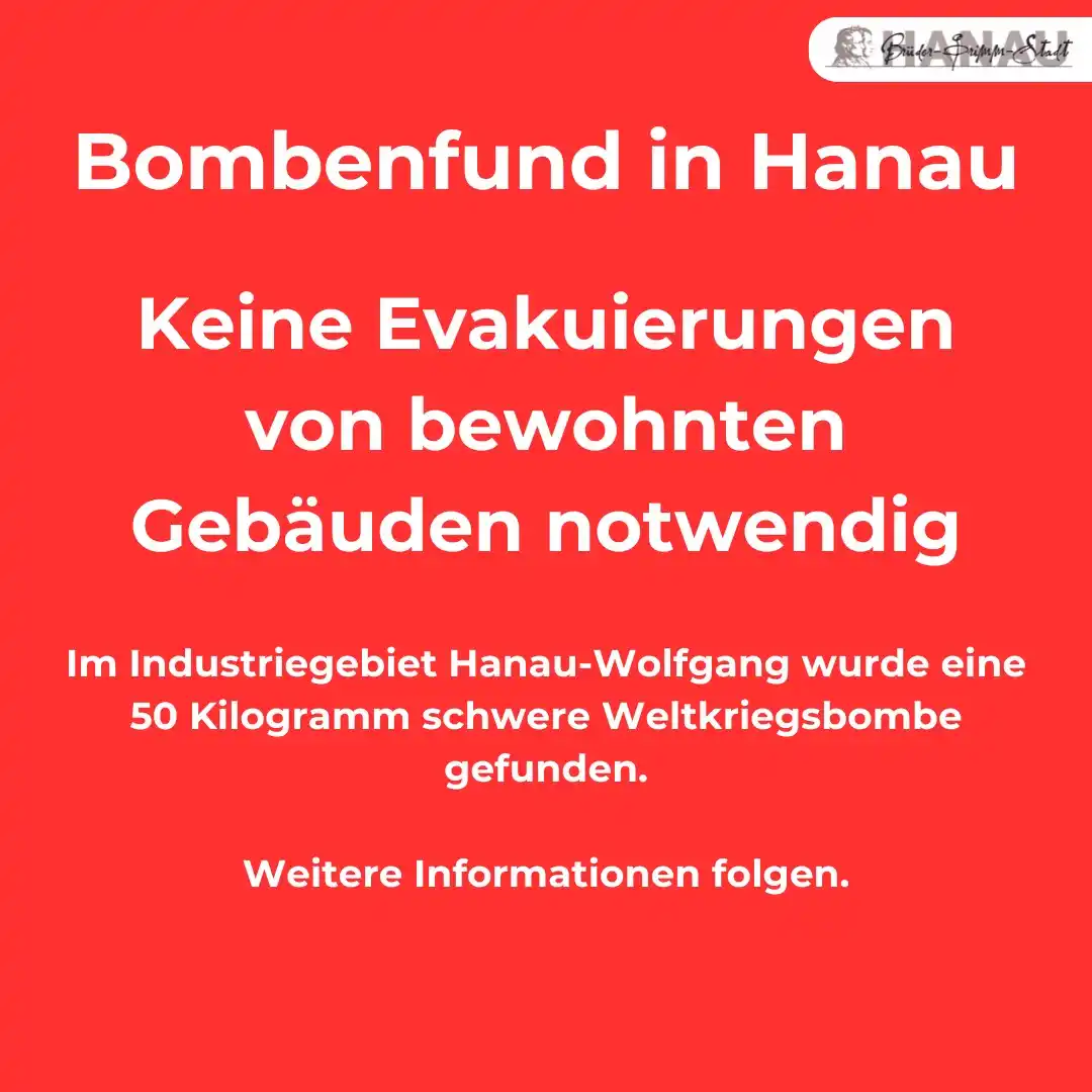 Image from Stadt Hanau: ❗ Weltkriegsbombe in Hanau gefunden  ➡️ Bei Sondierungsarbeiten für ei...