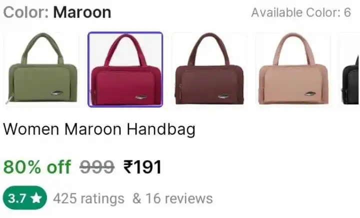 Image from Smart Hub: 🔥 Women Maroon Handbag @ ₹191 🛒 https://bitli.in/82Mt6MS...