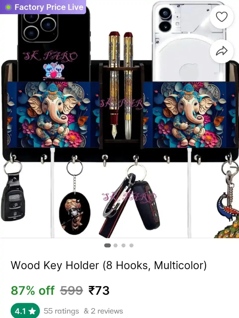 Image from Smart Hub: *💥 Wood key holder @ ₹73*  🛒 https://bitli.in/7p2qJOc...