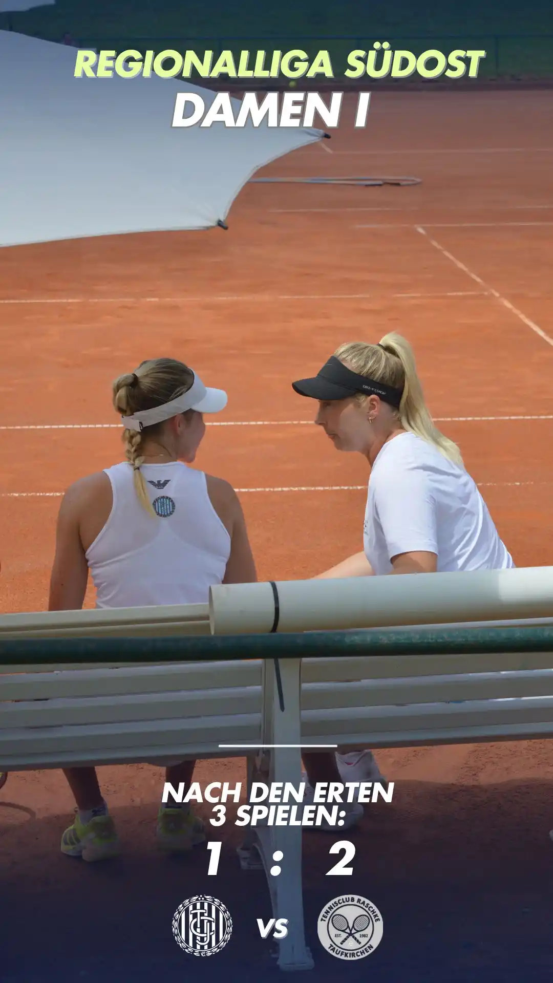 Image from MTTC Iphitos: *Zwischenstand 1:2*  Nach den ersten 3 Spielen liegen die Damen 1:2 hi...