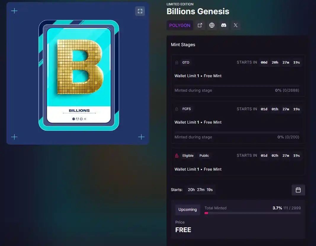 Image from 𝚂𝙴𝙶 🅰🅻🅿🅷🅰-⭕: Billions network Genesis NFT Mint Info Mint: https://magiceden.io/la...