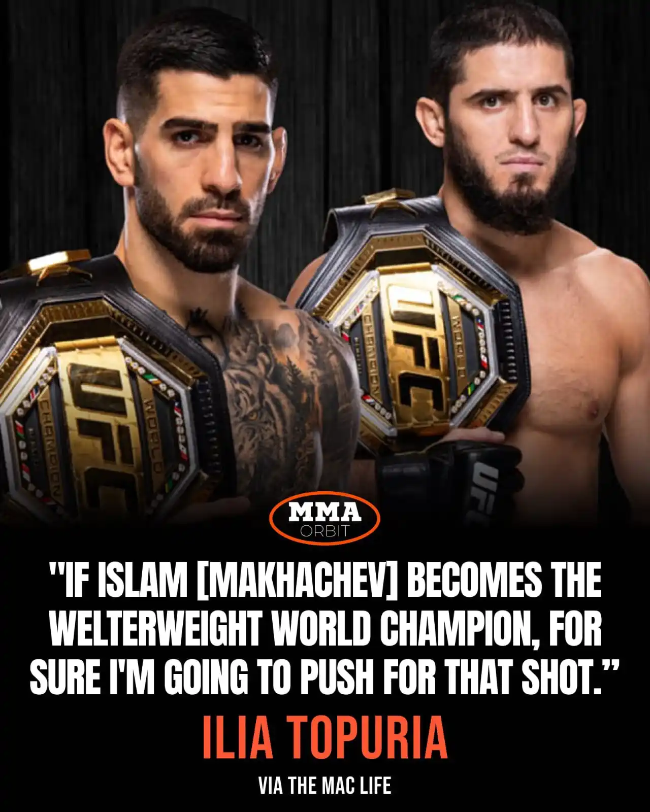 Image from MMA Orbit: Ilia Topuria has his sights set on the lightweight title at <a class="...