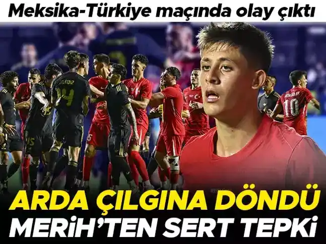 Image from Spor Arena: Meksika-Türkiye maçında olay! Arda Güler su şişesi fırlattı, Merih Dem...