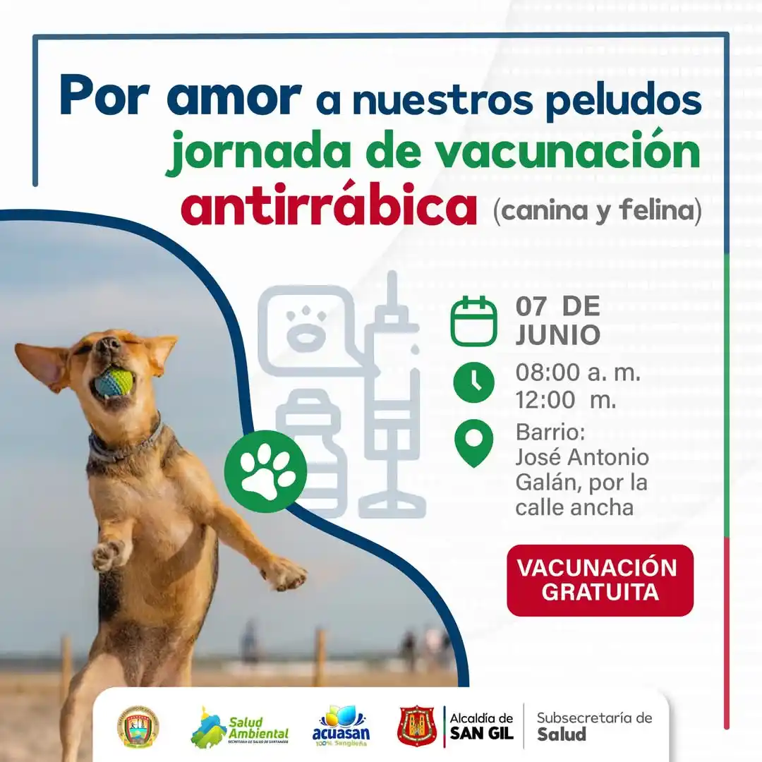 Image from Alcaldía de San Gil: Protege a tus peludos! 🐶🐱 ¡Vacúnalos contra la rabia! 💉❤️...