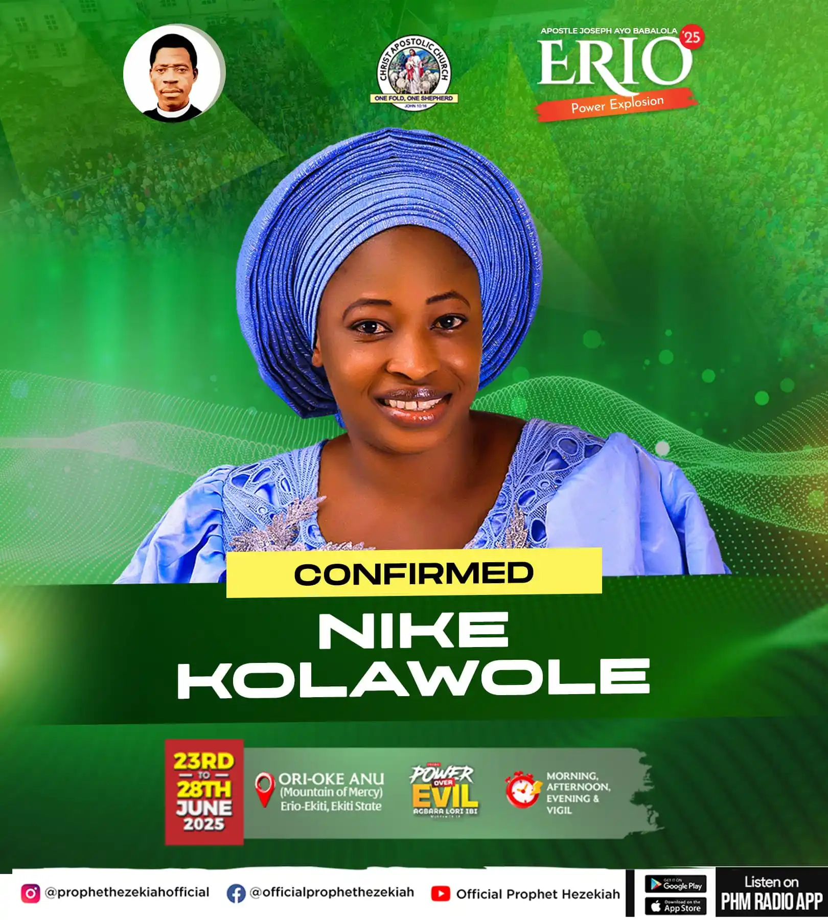 Image from Prophet/Evang. Hezekiah Oladeji: The Mountain Will Shake with Praise! Nike Kolawole is coming to <a cl...