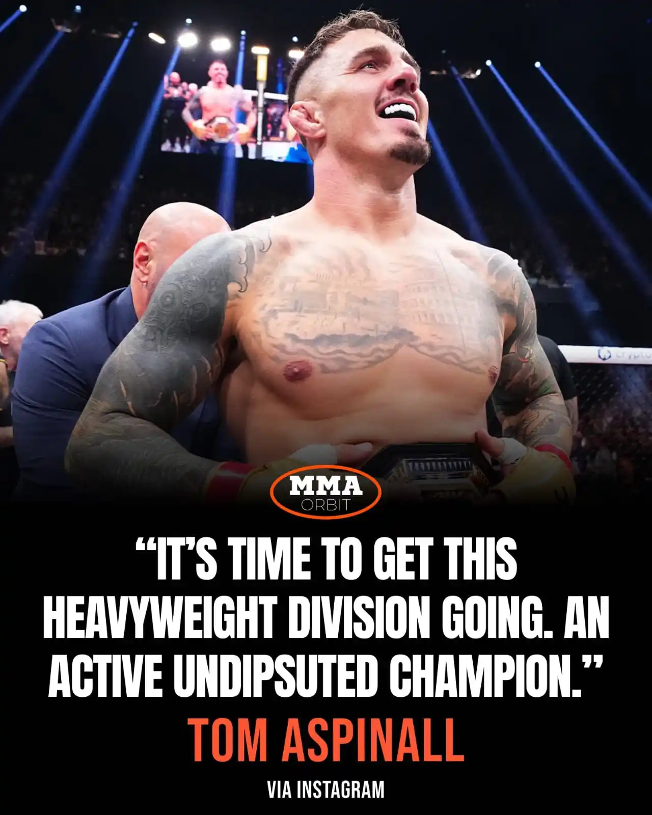 Image from MMA Orbit: Tom Aspinall reacts to the news of becoming the new undisputed UFC hea...