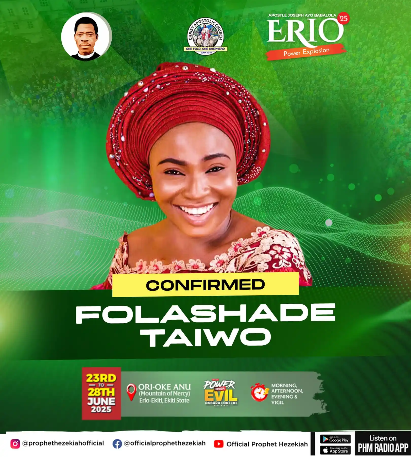 Image from Prophet/Evang. Hezekiah Oladeji: Worship Will Rise From the Mountain! Folashade Taiwo is not just a na...