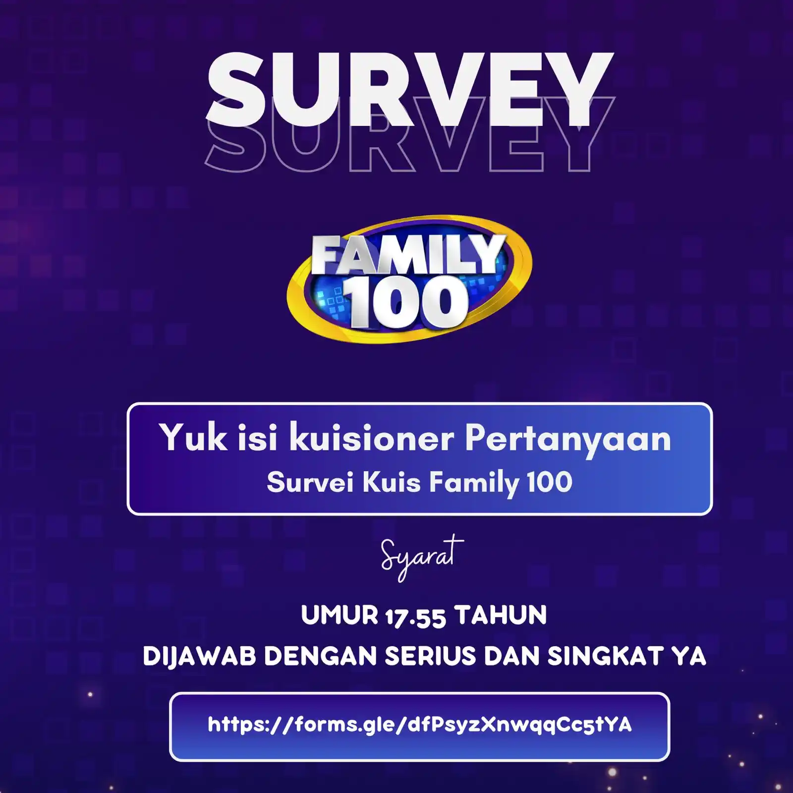 Image from Family 100 Indonesia: Halo Semua, Kami dari Kuis Family 100 MNCTV 🥳 Kami ingin meminta kese...