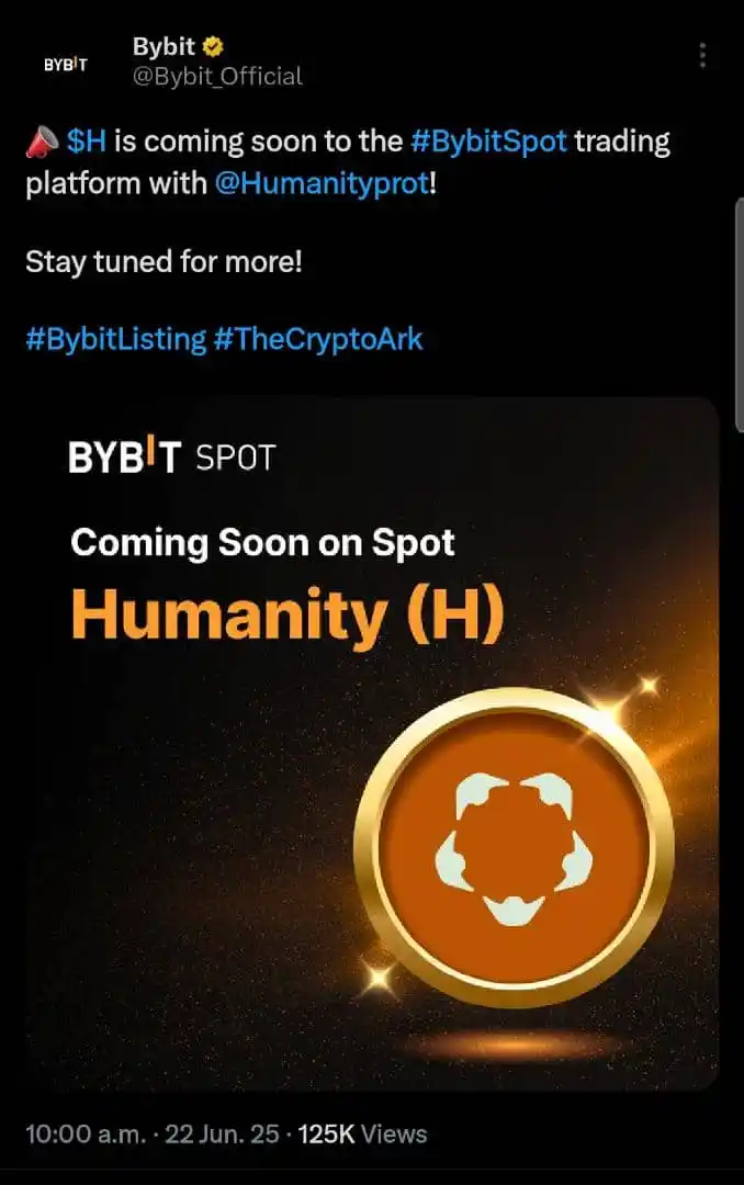 Image from CryptoFort Community: Humanity Protocol ($H) To Be Listed On Bybit...