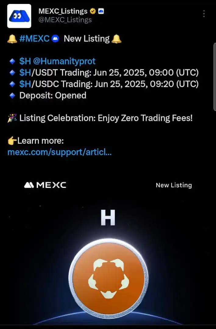Image from CryptoFort Community: Humanity Protocol ($H) To Be Listed On MEXC...