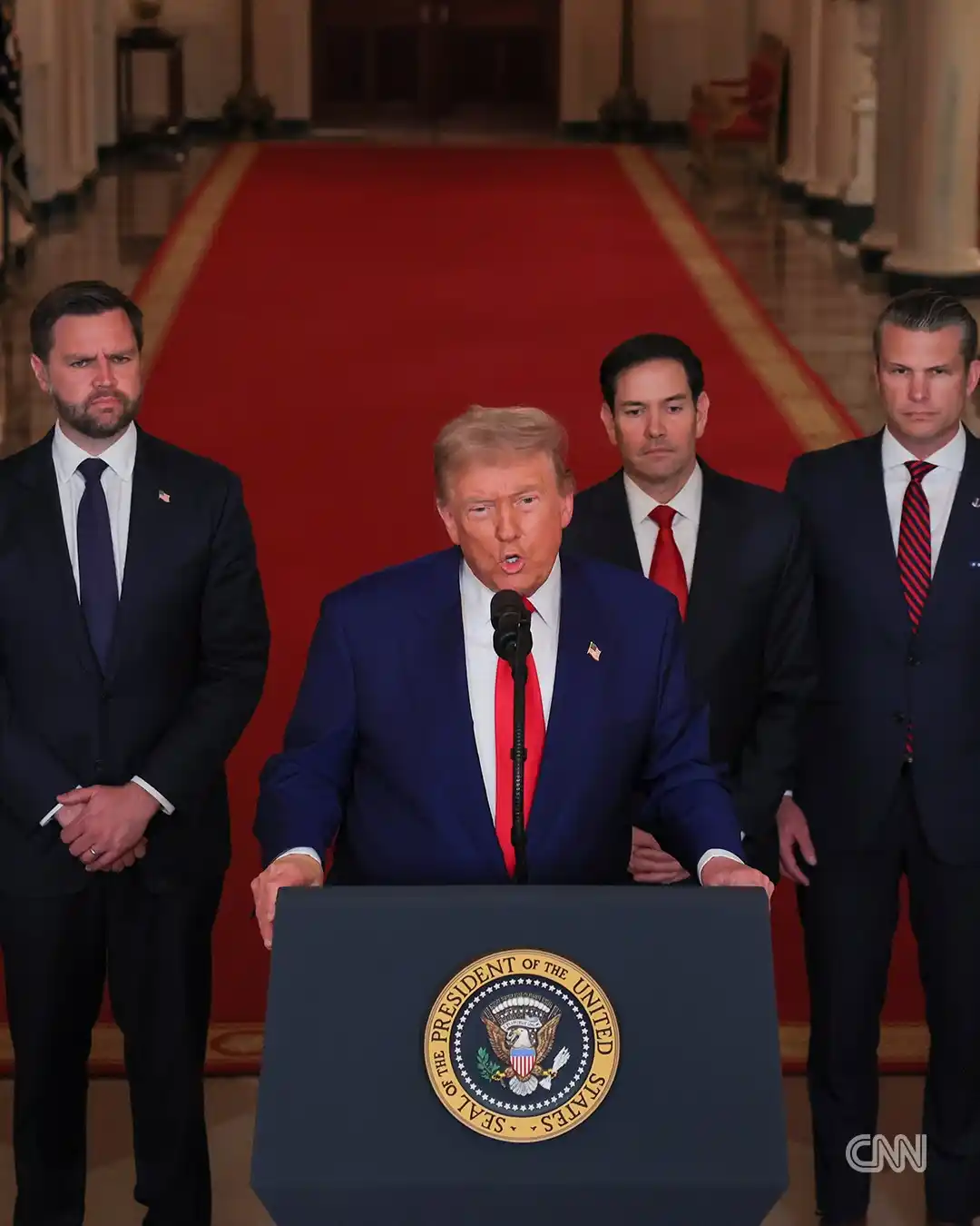 Image from CNN: In White House address, President Trump says Iran's key nuclear facili...
